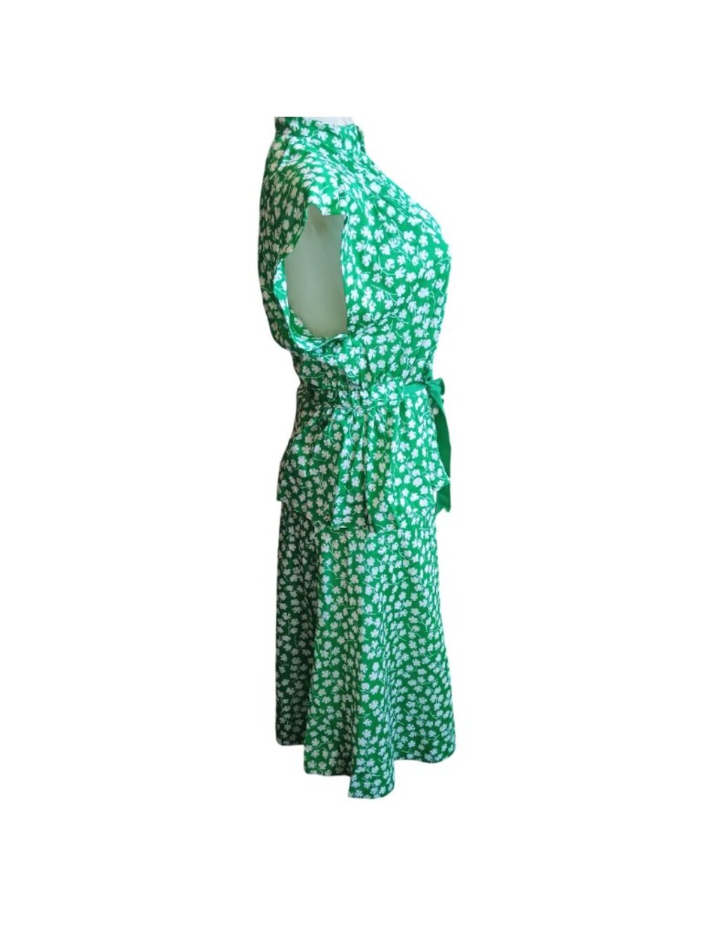 12 True Vintage Dress 1970s Green Set Dress Skirt Top Shamrock Clover 1970's - Picture 3 of 9